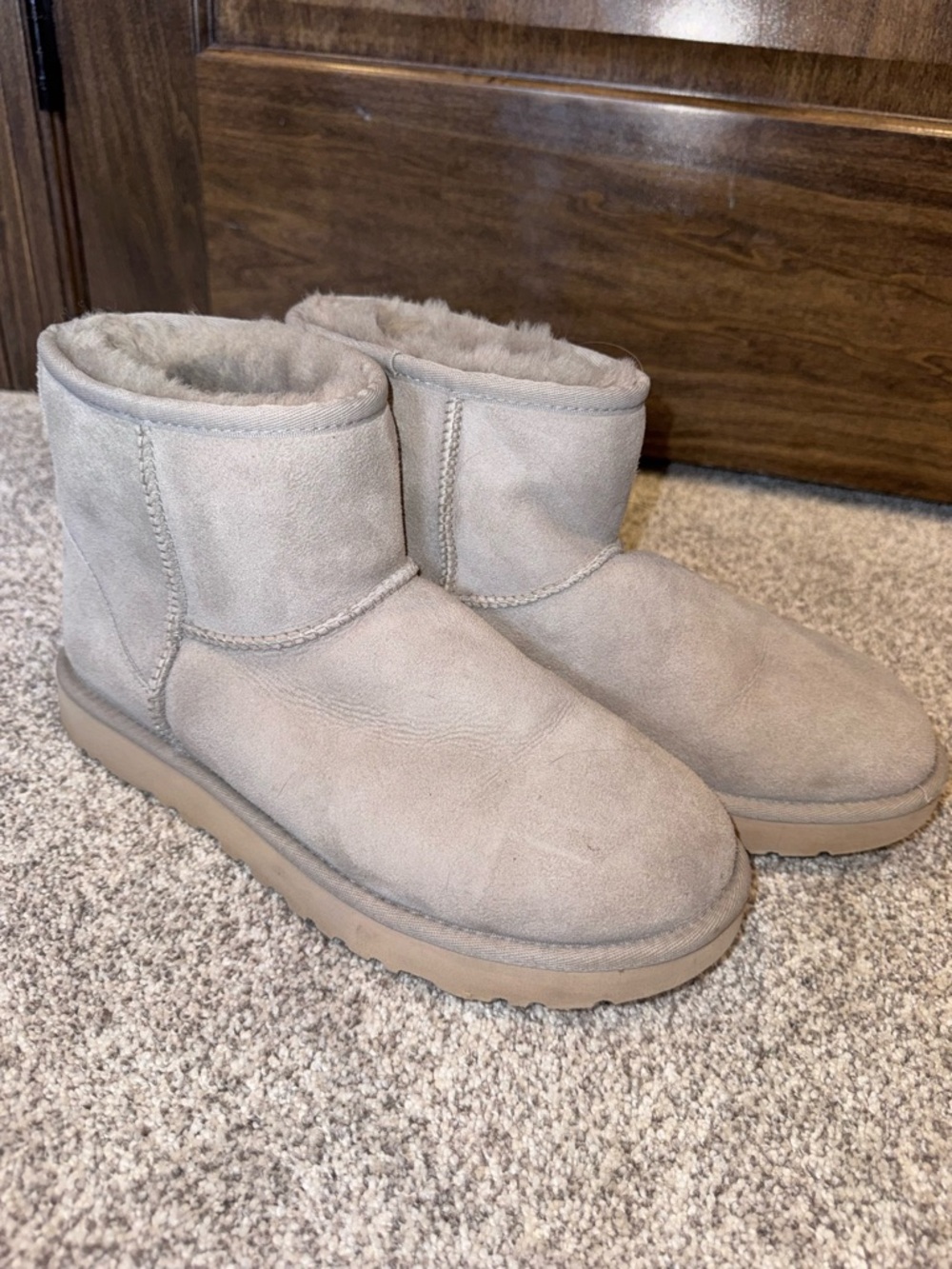 UGG Short Suede Shearling Boots - Light Taupe